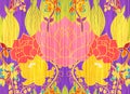 Pattern bright painted with watercolor exotic background yellow violet