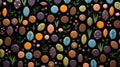 A pattern of a bunch of different colored cookies and flowers, AI