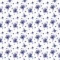 Pattern of butterflies and flowers of blue, Seamless Royalty Free Stock Photo