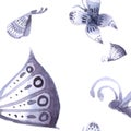 Pattern of butterflies and flowers of blue, Seamless Royalty Free Stock Photo