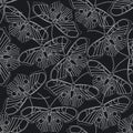 Seamless vector pattern with linear butterflies Royalty Free Stock Photo