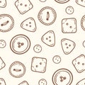 Pattern buttons needlework sewing doodle Hand made Vector illustration in doodle style Royalty Free Stock Photo