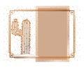 Pattern cactus with frame golden isolated icon Royalty Free Stock Photo