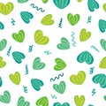A pattern of cactus hearts on a white background. For use in printing, postcards, textiles. Vector illustration.
