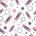 Funny Seamless Pattern with Candyes. Isolated elements on a white background. For your packaging design, wrapping, fabric, paper. Royalty Free Stock Photo