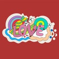 Pattern candy, lollipop, berries, text and ghosts. Pure love. Do Royalty Free Stock Photo