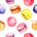Pattern coffe tea candy painted watercolor. Donuts, macaroon, coffee. seamless pattern food Royalty Free Stock Photo
