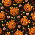 Pattern with candy, sweets, pumpkins like kids