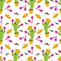 pattern cartoon cactus with maracas