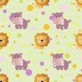 Pattern with cartoon cute toy baby behemoth