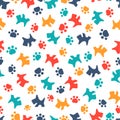 Pattern with cartoon dog and paws Royalty Free Stock Photo