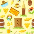 Pattern of cartoon elements of beekeeping