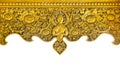 Pattern of carved on golden metal plate design of native wall, Thai style in the temple Royalty Free Stock Photo