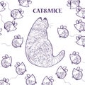pattern with cat and mice