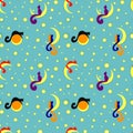 Pattern with cats, moon and stars