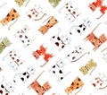 Pattern with cats over white background