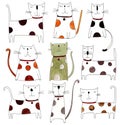 Pattern with cats over white background