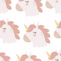 seamless pattern with cartoon unicorns. Magic. Colorful vector flat style for kids. Animals. hand drawing.