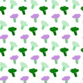 Pattern with cauliflower and broccoli. Vector drawing. Royalty Free Stock Photo