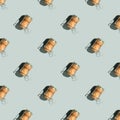 Pattern with champagne cork on blue background with shadow Royalty Free Stock Photo