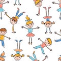 Pattern of the cheerful cartoon kids