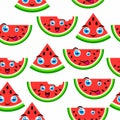 Pattern cheerful character watermelon in a cut