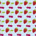 Pattern of cherries and strawberries Royalty Free Stock Photo