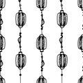 a pattern from a Chinese flashlight. seamless pattern of a Japanese street lamp icon, hand-drawn in the style of doodles Royalty Free Stock Photo