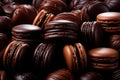 Pattern of chocolate macaroons in close-up