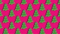 Pattern christmas pixel tree on pink background