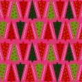 A pattern of Christmas trees on a pink background. Pattern for wrapping paper and different backgrounds. Royalty Free Stock Photo