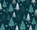 The pattern of Christmas trees is risograph style.