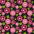 Flat pattern citrus garnet black fruits