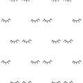 Pattern closed human eyes with eyelashes on white background. Seamless pattern background sleeping eyes.