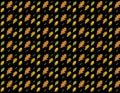 Pattern of closeup autumn colorful yellow oak leaves isolated on black background, useful for create artistic texture Royalty Free Stock Photo