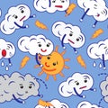 Pattern of clouds cartoon emoji