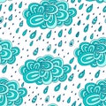 pattern with clouds, rain, autumn day pattern, doodles