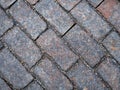 A pattern of cobblestones on the pavement.Paving stones on Red Square. Background of stone Royalty Free Stock Photo