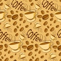 Pattern of coffee beans on beige background Royalty Free Stock Photo
