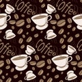 Pattern of coffee beans on black background Royalty Free Stock Photo