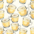Pattern of Coffee Cups with Foam Royalty Free Stock Photo