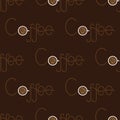 Pattern with coffee lettering with cup