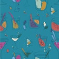 Pattern collection of alcohol coctails and other drinks. Lineart summer coctail Royalty Free Stock Photo