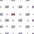 pattern colored bows on a transparent background, line style, for textiles