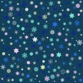 Pattern of colored patterned snowflakes