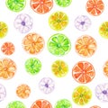 Pattern with colored watercolor candied fruits