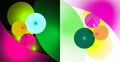 A pattern of colorful balls and arc-shaped planes on dark and light backgrounds. Two abstract fractal backgrounds in one. 3D Royalty Free Stock Photo