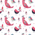 Pattern of colorful birds. Stylish repeating and seamless bird pattern. vektor Royalty Free Stock Photo