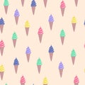 Pattern with Colorful cute cartoon ice cream Royalty Free Stock Photo