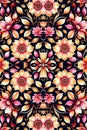 Rapport seamless of big flowers multicolor tapestry pattern. Generative AI. Pattern mirrored repeat duplicates background